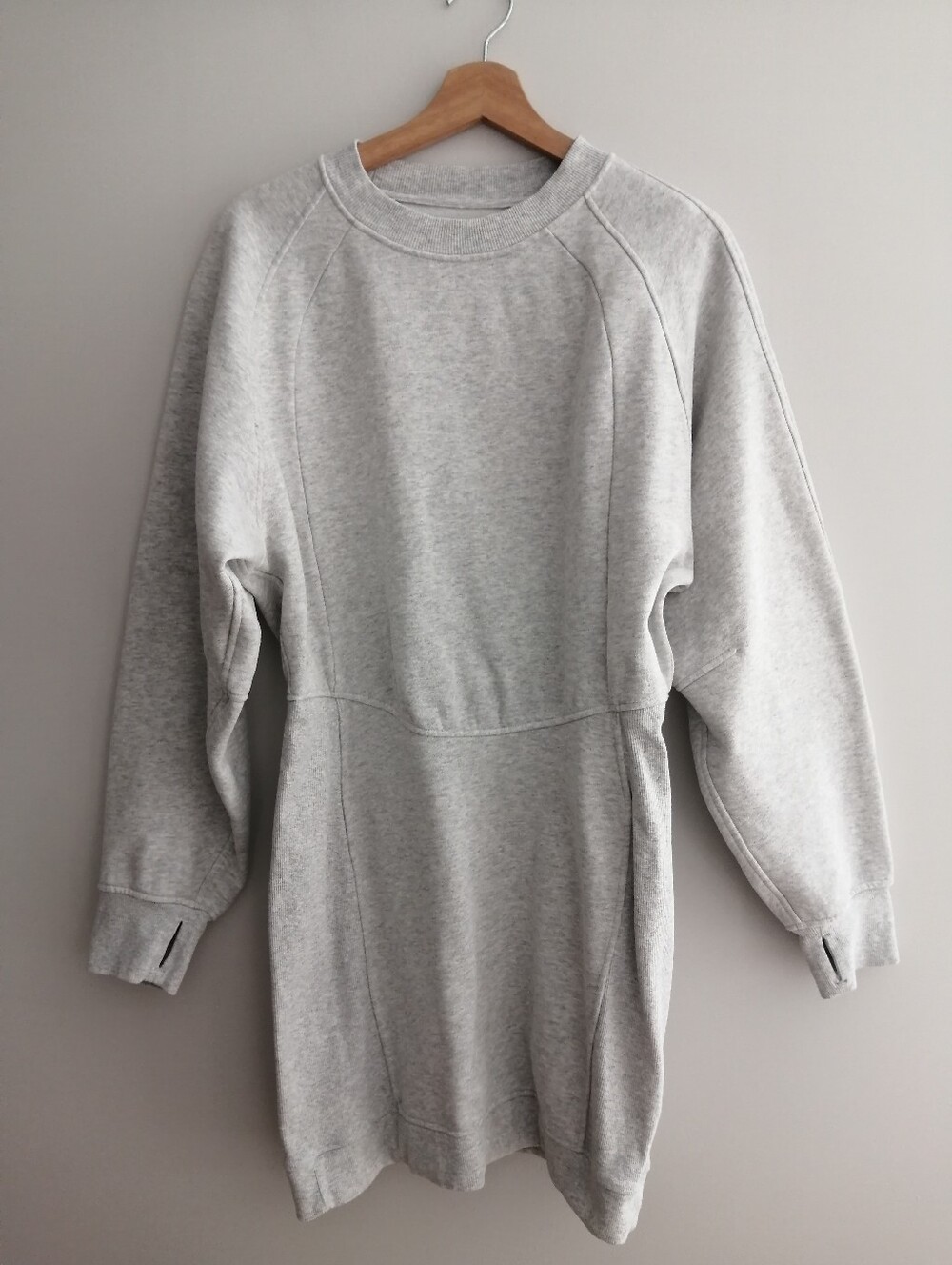 Lululemon Scuba Long Sleeve Sweatshirt Dress Heathered Light Grey Size 8 Medium